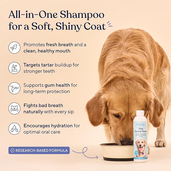 Pawfy Dog Breath Freshener with Specialized Dental Care Formula | Dog Teeth Cleaning & Mouthwash | Helps Freshen Dogs Breath with Easy Water Additive | Supports Plaque and Tartar Control