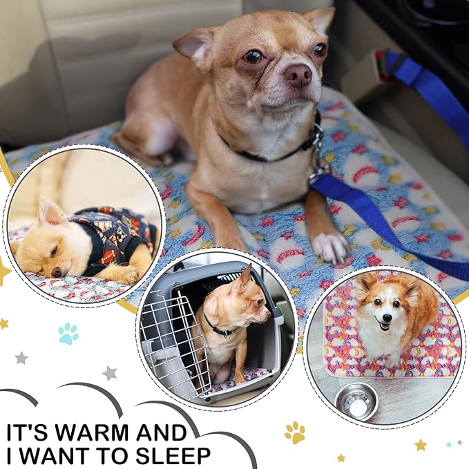 Reginary 4 Pcs Waterproof Guinea Pig Blankets Washable Small Animal Fleece Bedding Absorbent Guinea Pig Cage Liners Reusable Pet Pee Pad Sleep Mat for Hamster Ferret(Moon Star Pattern,24 x 47 Inch)