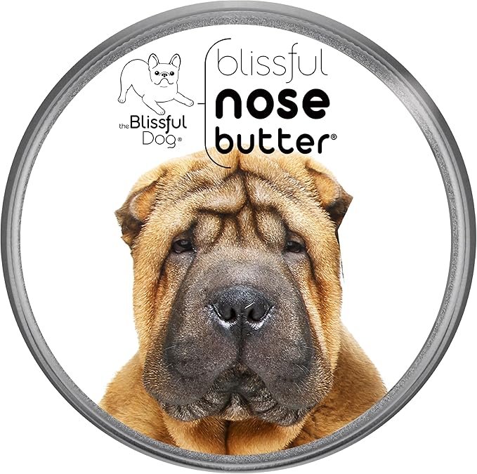 The Blissful Dog Chinese Shar-Pei Nose Butter for Dry, Cracked Skin, Lick-Safe Dog Nose Balm with Moisturizing Shea Butter, Almond, Olive, and Essential Oils, Pet Supplies, Uncented, 8 oz.