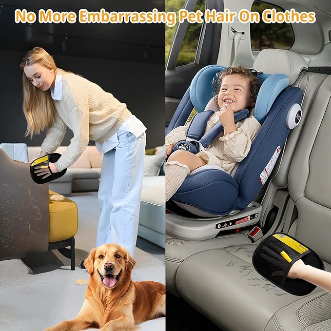 Upgraded Electrostatic Pet Hair Removal Glove - Reusable, Washable Mitt for Furniture, Carpet, Car Seat & Clothing - Efficient Cat & Dog Hair Remover