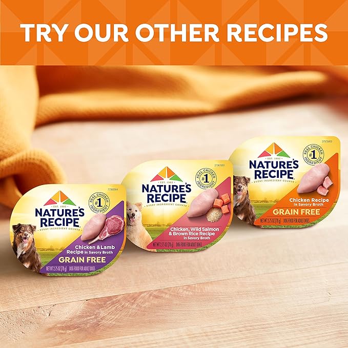 Nature's Recipe Grain Free Wet Dog Food, Chicken & Turkey Recipe, 2.75 Ounce Cup (Pack of 12)