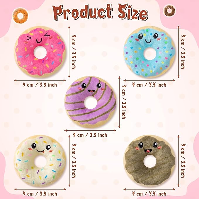 L1rabe Fall Donut Catnip Stuffed Toys - 5Pcs Funny Dessert Cat Toys Black Cat Appreciation Day Pet Supplies, Indoor Cats Chew Bite Teething Tools Kittens Catmint Birthday Gifts Interactive Supplies