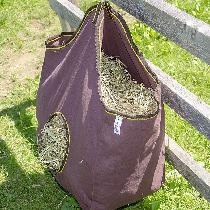 Derby Originals Large 24 OZ Canvas Horse Hay Bag 2 Sided Combo Design X Wide Gusset and 6 Month Warranty