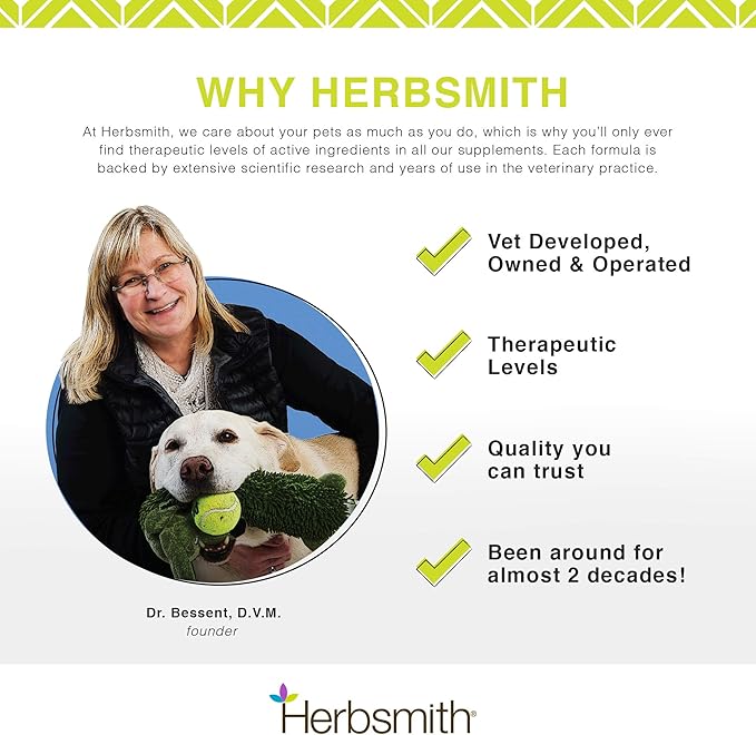 Herbsmith Organic Slippery Elm - Digestive Aid for Dogs and Cats - Constipation and Diarrhea Relief for Dogs and Cats - Megaesophagus Dog Aid- 75g