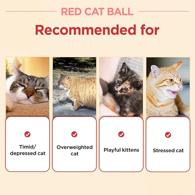 JAYU PET Red Cat Ball [W/Bell Version] - Handmade Silvervine Cat Toy with Catnip, Interactive Matatabi Ball for Indoor Cats & Kittens, Feline Play Toy & Gift (2.7 inch)