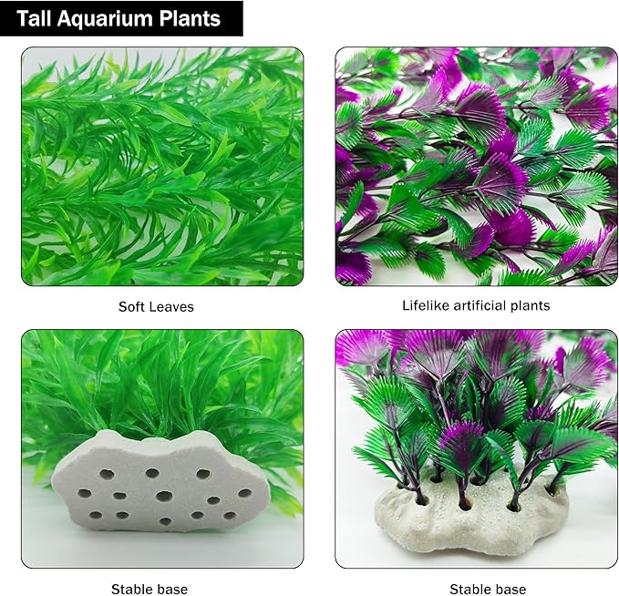 20.47 Inch Tall Aquarium Plants – Large Lifelike Artificial Fish Tank Decorations, 2 Pcs Fish Tank Plants Plastic，Durable & Safe for Freshwater/Saltwater Aquariums (Green (Style D))