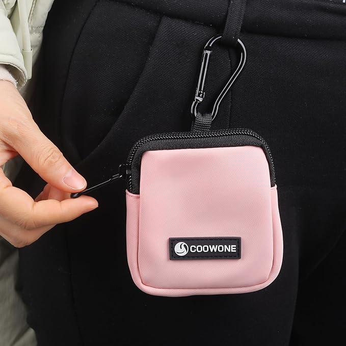 Dog Treat Pouch 2 PCS, Waterproof Small Dog Treat Bag for Leash, Hands Free Dog Walking Bag with Carabiner, Dog Poop Bag Holder for Pet Puppy Travel or Outdoor Use, Zipper Closure to Avoid Spilling