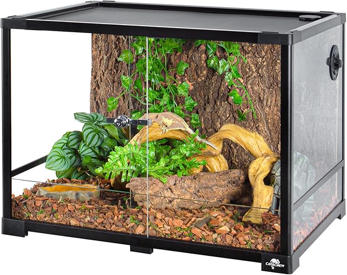 34 Gallon Reptile Tank, Glass Reptiles Terrarium 24" x 18" x 18", Sliding Door, Top Ventilation, Cable Pass, Humidify Hole, Glass Reptile Cage Habitat for Bearded Dragon, Lizard, Snake, Gecko