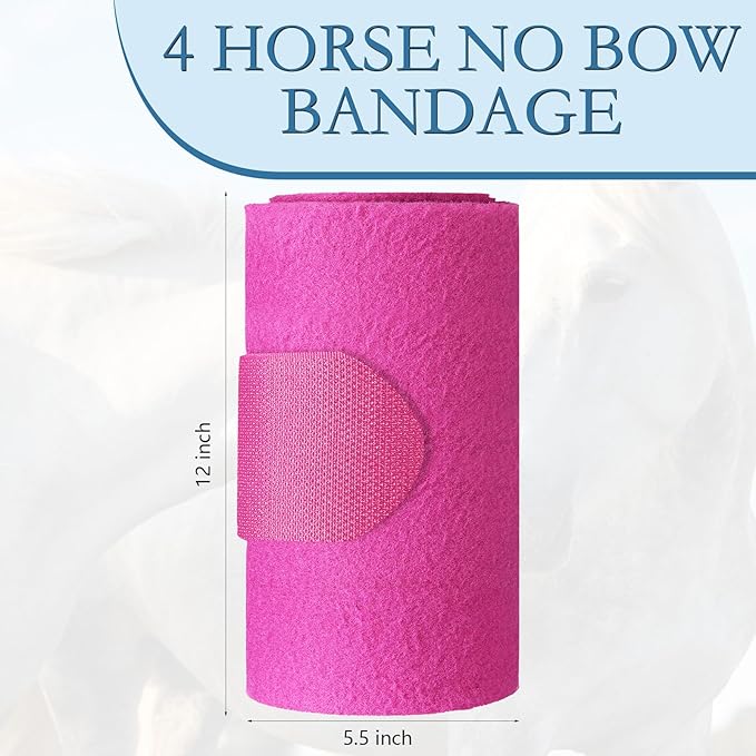 Set of 4 Horse No Bow Bandage 3D Contoured Standing Wrap Bandages Stable Nylon Horse Leg Wraps for Helping Prevent Horse from Tendon Damage and Keep Horses Clean and Safe(Purple)