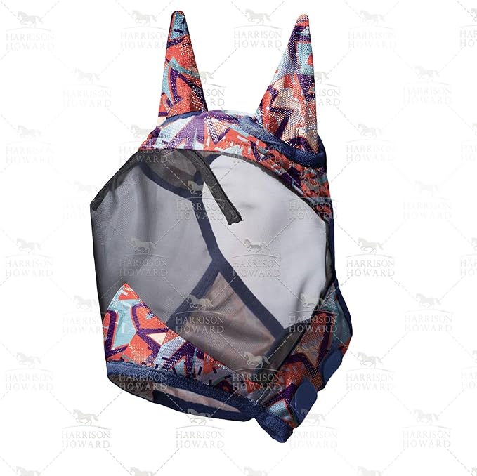 Harrison Howard LumiVista Horse Fly Mask Standard with Ears UV Protection for Horse Abstract Graffiti XL Extra Full