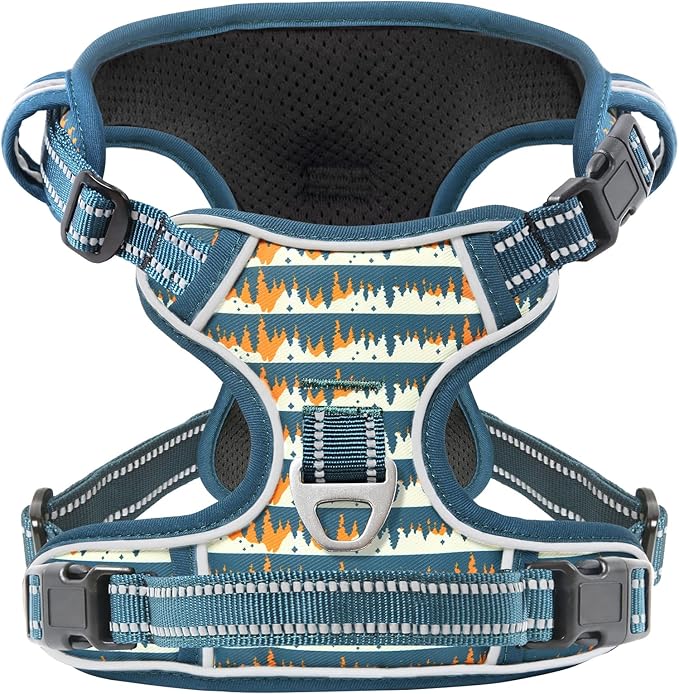 Timos Dog Harness, No-Pull Pet Harness with 2 Leash Clips, 3 Snap Buckles Adjustable Soft Padded Dog Vest, Reflective No-Choke Pet Oxford Vest with Easy Control Handle for Small Medium Large Dogs