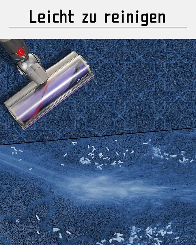 Yimobra Cat Litter Mat, 35.4"x23.6" Litter Box Mat with Litter Lock Mesh, Soft Cat Litter Mat Litter Trapping Mat, Easy to Clean, Non-Slip, Water Resistant, Litter Free Floors, Dark Blue