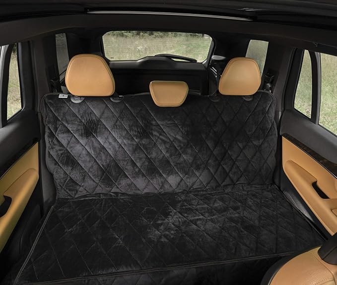 Plush Paws Products Velvet Rear Car Seat Protector w/o Hammock | Washable & Waterproof Back Seat Dog Cover for Car, Truck, & SUV | Nonslip, Tear Resistant Pet Seat Cover | Regular Charcoal