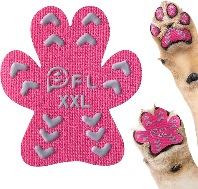 Non-Slip Dog Paw Protector Pads for Senior Dogs, Dog Paw Traction Stickers with Anti-Slip Rubber, Help Dogs Walk on Hardwood Floor, Essentials,Pink 48pcs, XXL for 61-80lbs