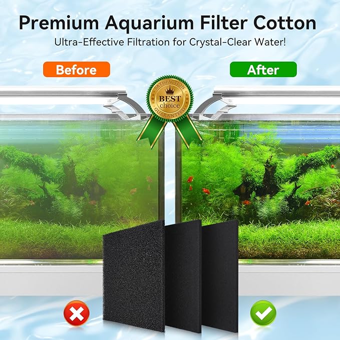 Aquarium Filter Sponge Pad, Filter Media Foam Sponges, Filter Accessories for Fish Tanks and Ponds (18.5"x18.5"x0.8", 20PPI, 2 Pack)