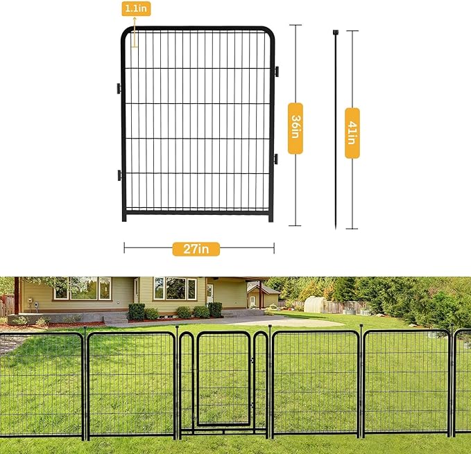 Garden Fence 36 Inch 14 Panels Without Gate, Inside and Outside, Total 31 Ft(l) Garden Fence for Yard and Dog, Black Dog Pen, Heavy Duty Pet Puppy Exercise Pen for Rv Camping