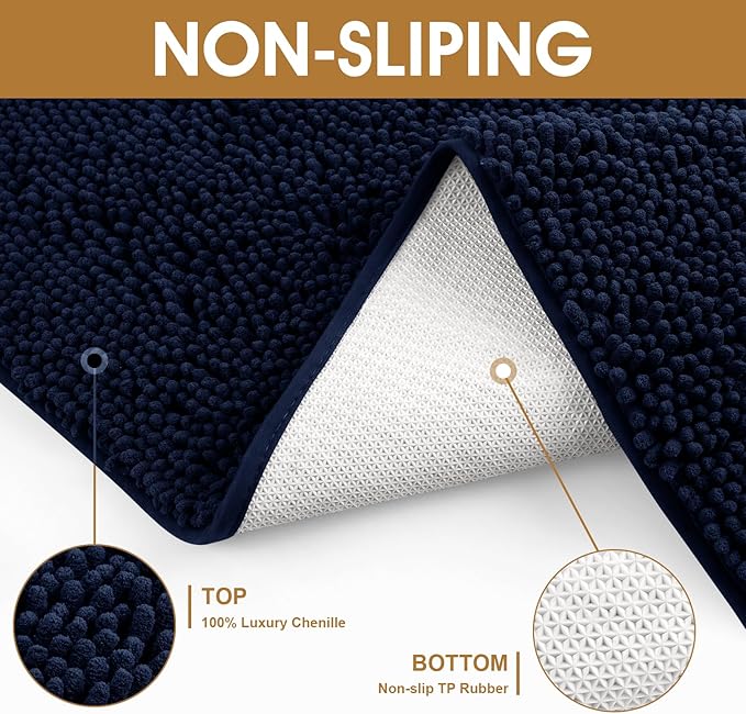 IM HOME Extra Large 71" x 25" Navy Blue Dog Door Mats for Muddy Paws, Chenille Absorbent Dog Mat, Non Slip Heavy Mud Mat for Dogs, Soft Pet Bed Mat for Entryway, Mud Paws, Inside Floor