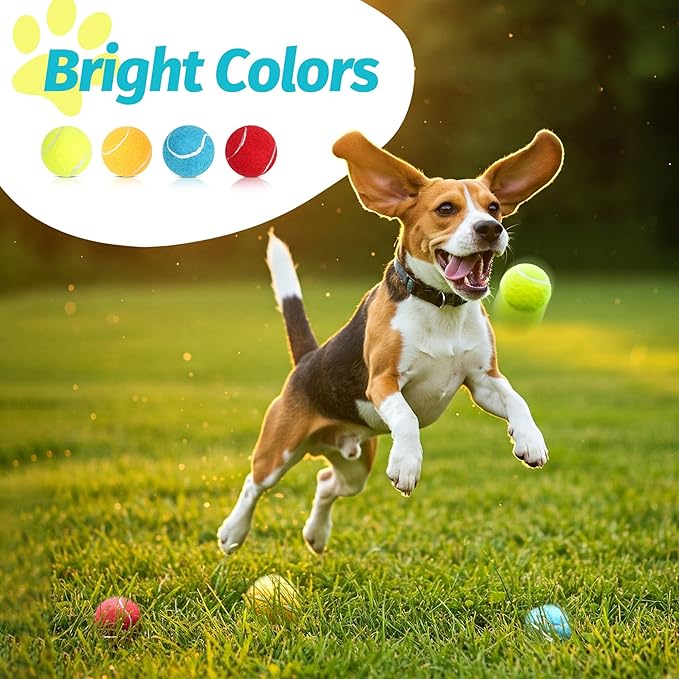 Prime Pets Tennis Balls for Dogs, 2.5 Inch, 12 Pack, Squeaky Dog Toy, Interactive Pet Fetch Ball for Medium and Large Dogs, Squeaky Dog Toys
