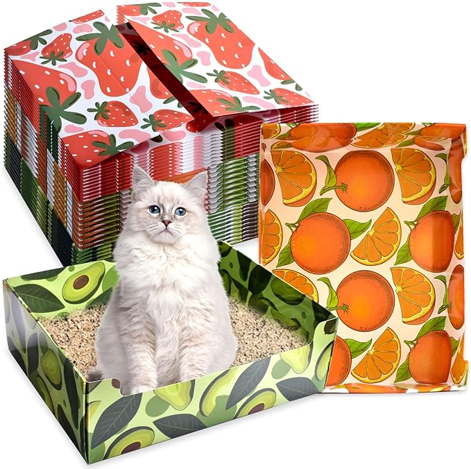 CONLI 30 PCS Disposable Litter Boxes for Cats, Foldable Waterproof Kitten Litter Box Low Entry, Portable Litter Box for Cats Small Pets Animals Travel Needs