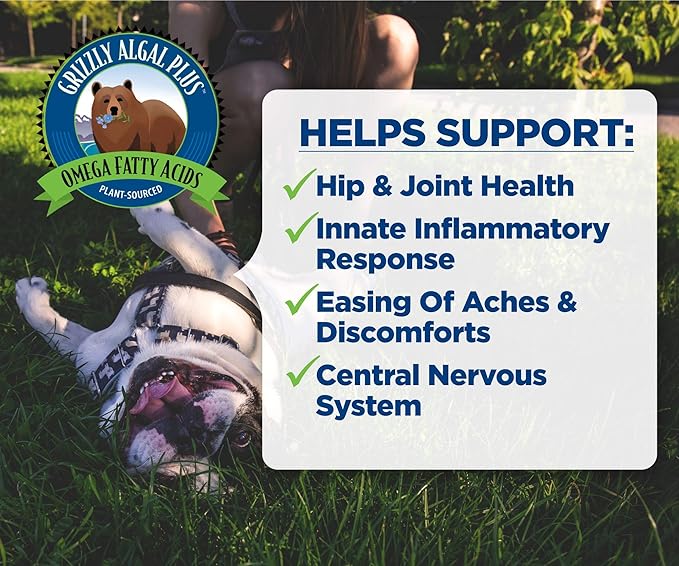 Grizzly Pet Products Algal Plus Omega 3-6-9 Food Supplement for Dogs and Cats, 32 Ounce Bottle