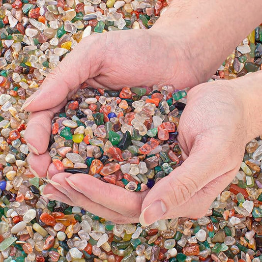 0.5 Lb/230g Chakra Crystal Chips Bulk Quartz Rocks, Natural Tumbled Healing Crystal Chips Crushed Stones Irregular Shaped for Aquarium, Vase Fillers, Succulent Plants Decor - 5-7mm