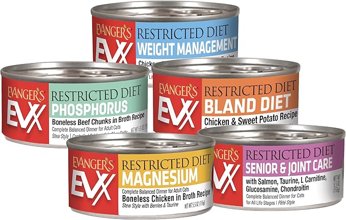 Evanger's EVX Restricted Diet Bland Diet Canned Cat Food – 24 Count, 5.5 oz Each – Chicken & Sweet Potato Recipe with Prebiotics & Postbiotics for Digestive, Microbiome & Gut Health Support