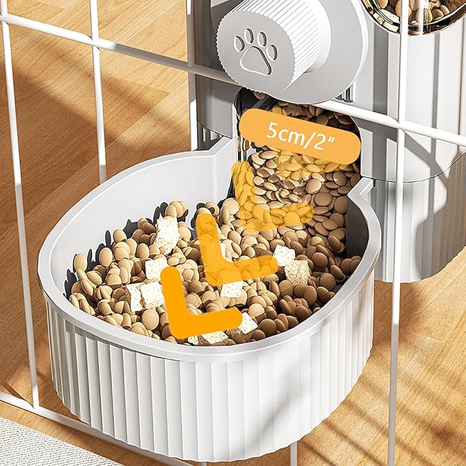 GKYZBB Hanging Automatic Food Water Dispenser,Rabbit Feeder Guinea Pig Water Bottle Food Feeder for Ferret Guinea Pig Rabbit Bunny Cage Accessories (Grey, 520ml+1200ml)