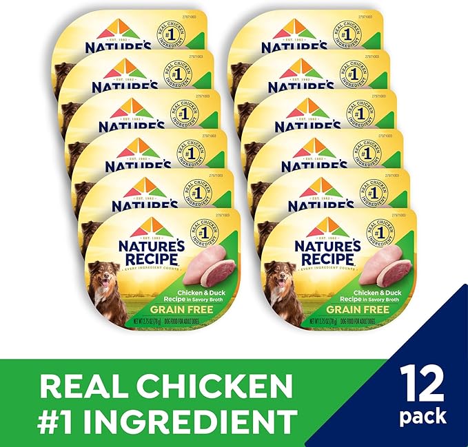 Nature's Recipe Grain Free Wet Dog Food, Chicken & Duck Recipe, 2.75 Ounce Cup (Pack of 12)