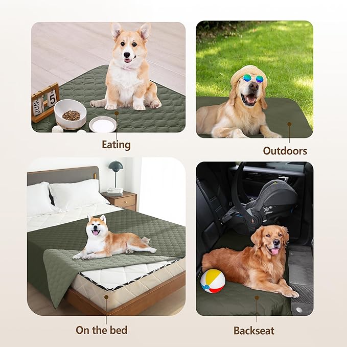 gogobunny 100% Double Sided Waterproof Dog Blanket Soft Pet Bed Cover Reversible Protect Furniture Couch Sofa Car for Puppy Cat Kids (Dark Olive/Light Olive, 30x80 Inch (Pack of 1))