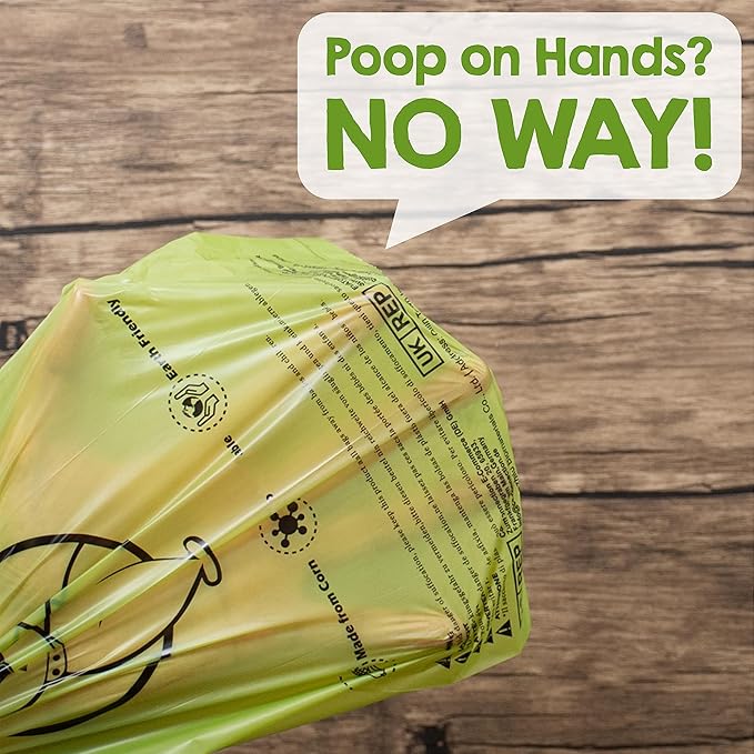 YORJA Dog Poop Bags Rolls with Dispenser & Holder, 510 Pet Waste Bags, 100% Leak Proof Extra Thick and Strong Corn Starch Blend
