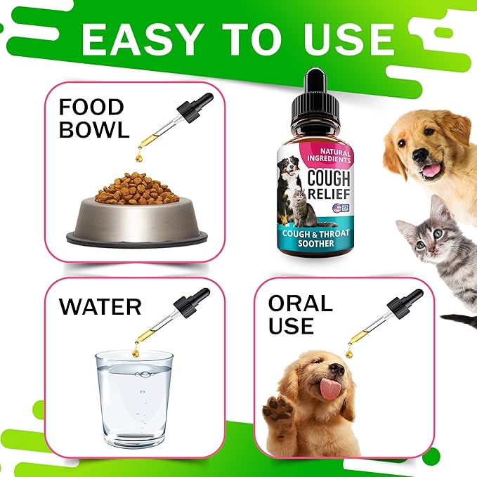 Kennel Cough Drops for Dogs and Cats - 2oz Pet Herbal Remedy - Throat Soother - Homeopathic Respiratory Support - Dry, Wet & Barky Pet Cough and Cat Asthma, Sinus Congestion Treatment - Made in USA