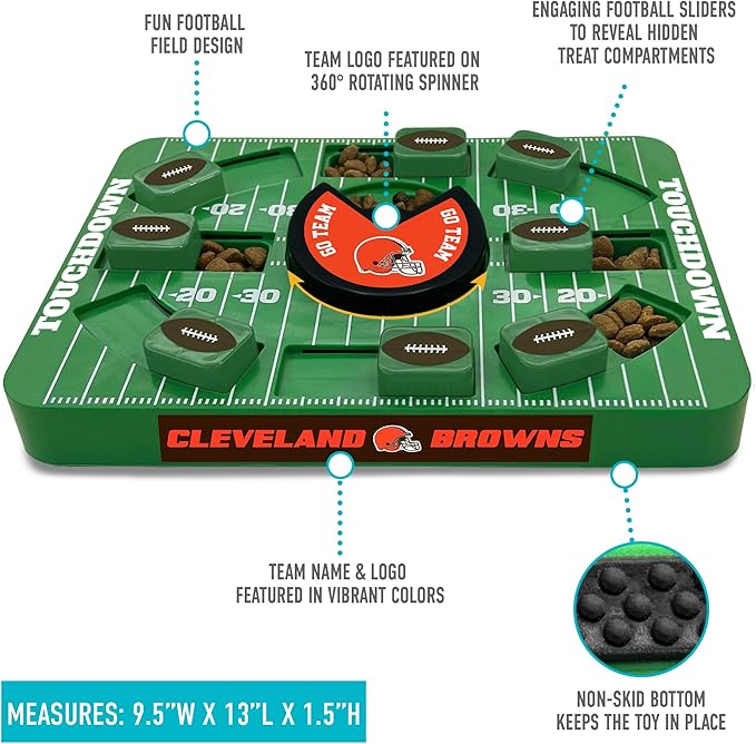 Pets First NFL Cleveland Browns Large Puzzle Toy, New Size, Interactive Dog Treat & Slow Feeding Toy