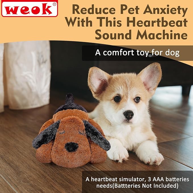 Heartbeat Puppy for Dogs, Heartbeat Helps for Dog Anxiety Relief and Calming Aid, Puppy Heartbeat Stuffed Animal Anxiety Calming Behavioral Aid Puppy Heartbeat Toy Sleep aid for Dogs Cats Pets