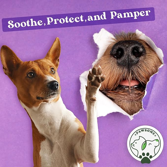 Pet Lavender Balm for Dogs & Cats Made in USA – Soothes Dry, Cracked Paws & Noses – Natural Paw & Nose Moisturizer with Healing Ingredients – Organic Dog Paw Pad Protector for Extreme Weather