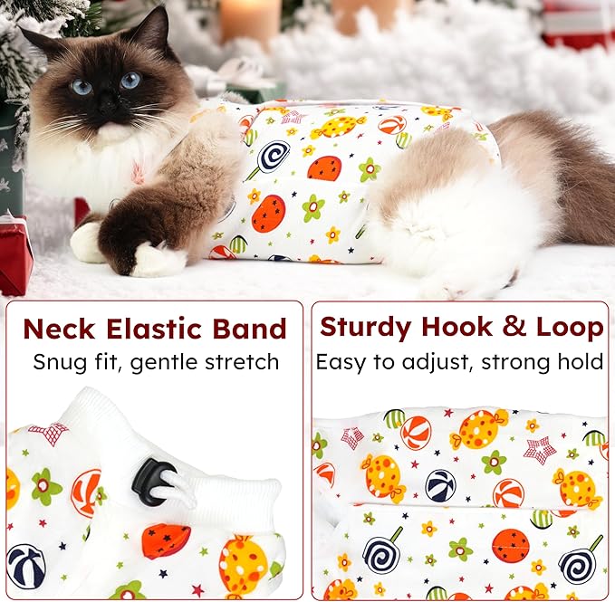 Cat Recovery Suit for Spay Abdominal Wounds, Breathable Cat Onesie for Cats After Surgery Female, Kitten Surgical Recovery Suit Female Cone of Shame Alternative for Cats Anti Licking