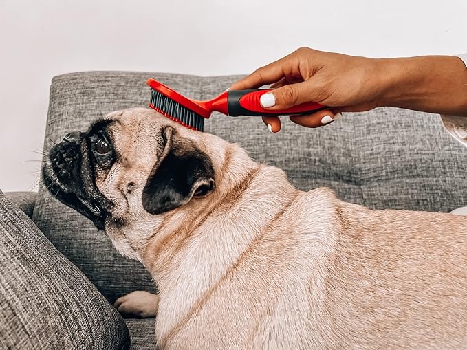 Tuff Pupper Round Bristle Soft Brush for Dogs and Cats | Gentle Grooming for Short or Long Hair | Soft Pin Tool for Sensitive Skin | Detangle & Remove Loose Fur | For Dematting & Detangling Undercoat