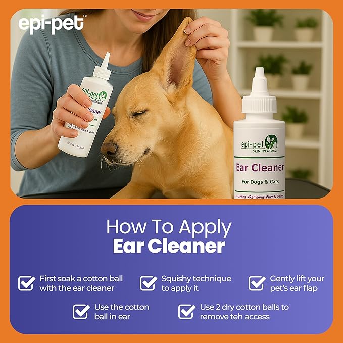 Dog & Cat Ear Cleaner Solution with Aloe Vera & Tea Tree Oil – Removes Itchy Ear Wax, Debris, Odor – Ears Wash, Drops & Flush for Pets, Dog Ears Cleaning, Cat Cleaner (4 oz- Pack of 3)