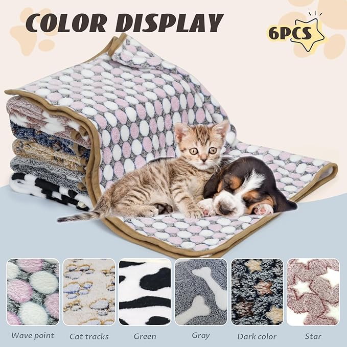6 Pcs Washable Guinea Pig Blankets Absorbent Small Animal Fleece Bedding Cage Liners Reusable Pet Pee Pad Sleep Mat Pad Cover for Hamster Ferret Rabbit Chinchilla Hedgehog (Black, 24" x 35")
