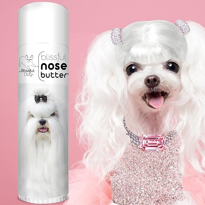 The Blissful Dog Maltese Nose Butter for Dry, Cracked Skin, Lick-Safe Dog Nose Balm with Moisturizing Shea Butter, Almond, Olive, and Essential Oils, Pet Supplies, Uncented, 0.50 oz.
