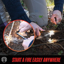 Load image into Gallery viewer, "The Fireline" Bushcraft Survival Knife with 1095 High Carbon Blade Giftset (Black and Orange)