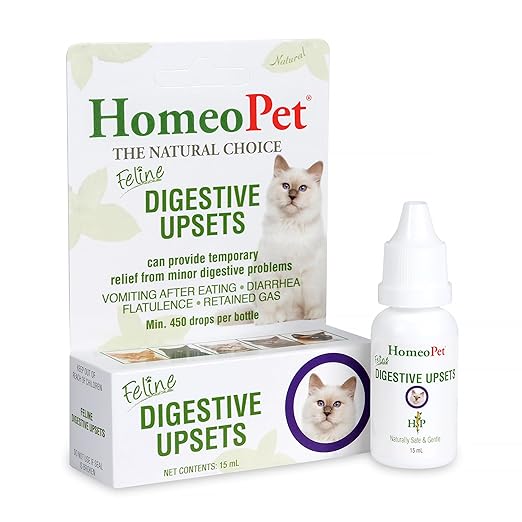 HomeoPet Feline Digestive Upsets, Safe and Natural Cat Digestive Support, 15 Milliliters