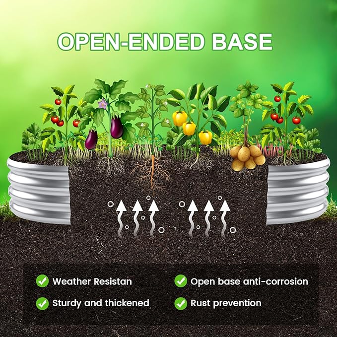 2pack 8×4×1ft Raised Garden Bed，Outdoor Galvanized Planter Boxes, Oval Large Metal Raised Garden Beds for Vegetables