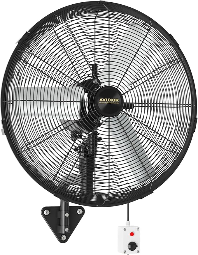 24'' Outdoor Wall Mount Fan, 4 Speed Oscillating Wall Fan with All Sealed Brushless DC Motor, Heavy Duty Industrial Fans, Waterproof Fans for Patios, House, Garage, Commercial, Warehouse, Factory