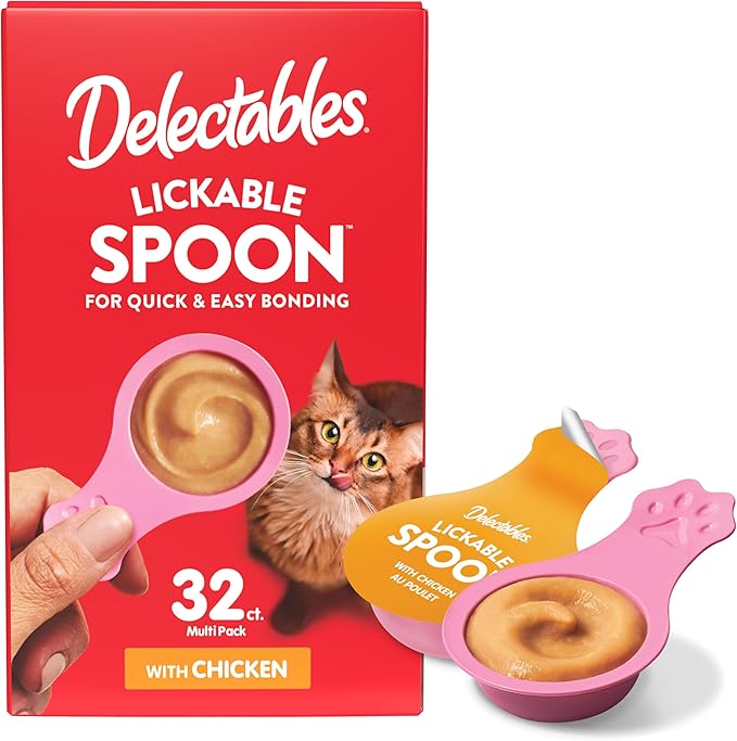 Hartz New Delectables Lickable Spoon Interactive Lickable Cat Treats for Quick & Easy Bonding, Chicken 32ct