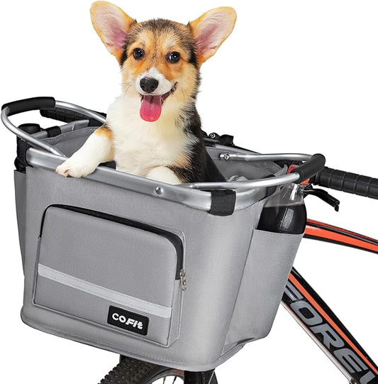 COFIT Detachable Bike Basket, Multi-Purpose Bicycle Handlebar Basket for Pet, Shopping, Commuter, Camping and Outdoor