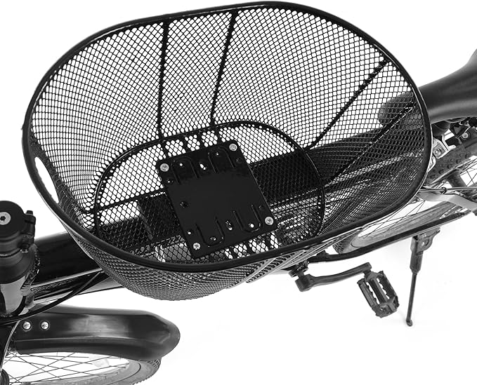 Dog Bike Basket Mountain Bike Shopping Basket Portable Cat and Dog Carrier for Bike Front Crossbar with Sponge Liner ty Strap (Black)