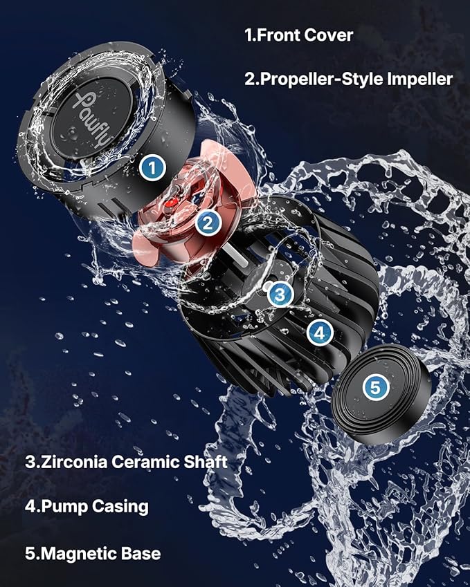 Pawfly 2100 GPH Wave Maker for Aquarium, DC 24V 10W Aquarium Powerhead with LED Controller, Quiet Submersible Wavemaker, Water Circulation Pump for 30-300 Gallon Freshwater Saltwater Tank