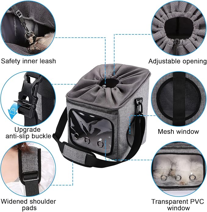 Ownpets Dog Bike Basket Foldable Pet Carrier, Dog Car Booster Seat with Mesh Windows, Adjustable Shoulder Bag Portable Breathable Bicycle Basket Bag for Dogs and Cats