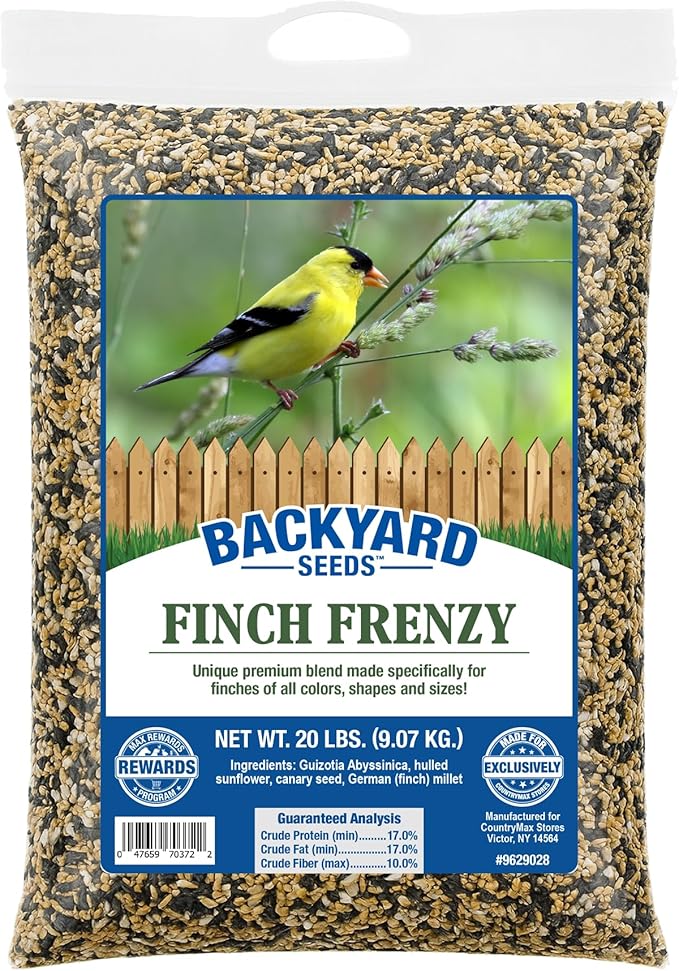 Backyard Seeds Finch Frenzy Wild Bird Seed Mix - for Small Songbirds - Attracts Goldfinches, House Finches, Purple Finches & More (20 Pounds)