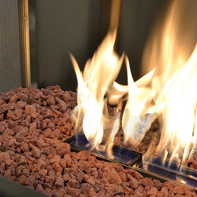 Mr. Fireglass 10 Pounds Red Natural Lava Rock for Indoor Outdoor Gas Fire Pits Fireplaces | Volcanic Lava Stones for Decorating Garden Landscaping, Potted Plants, 0.3"-0.6"
